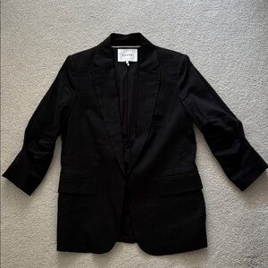 Frame Black Blazer with Notched Lapels and Tailored Silhouette